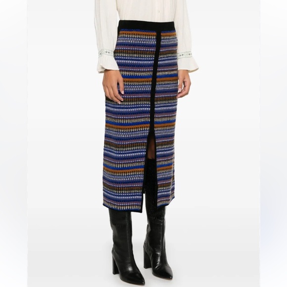 ba&sh Midi Skirt XoXo Color Flame Blue Size Medium // Waist 28